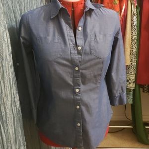Chambray 3/4 sleeve shirt